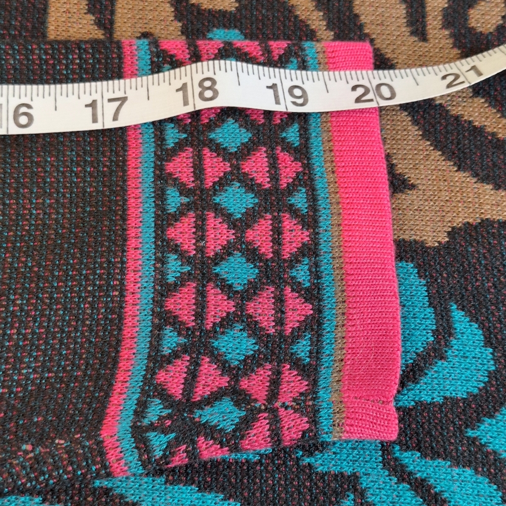 NWT FLYING TOMATO Multicolor Teal Pink Asymmetrical Midi Sweater Dress Medium - Picture 14 of 14